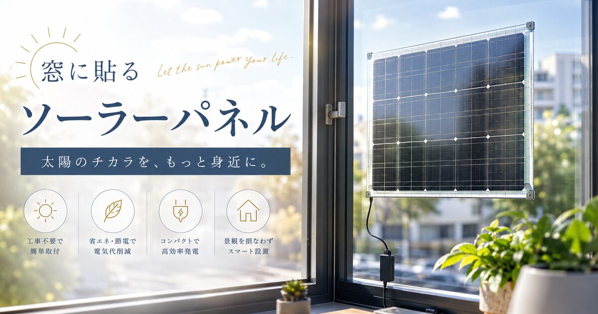 窓に貼るソーラーパネル｜設置場所と角度で発電量を最大化する選び方と簡単取付法