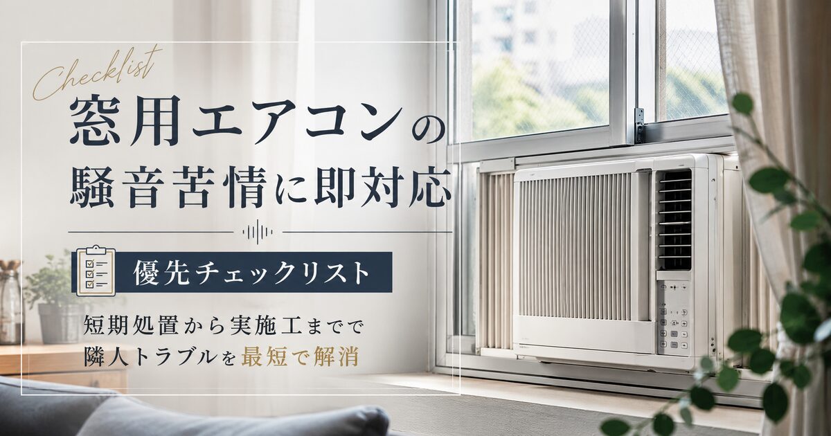 窓用エアコンの騒音苦情に即対応する優先チェックリスト｜短期処置から実施工までで隣人トラブルを最短で解消